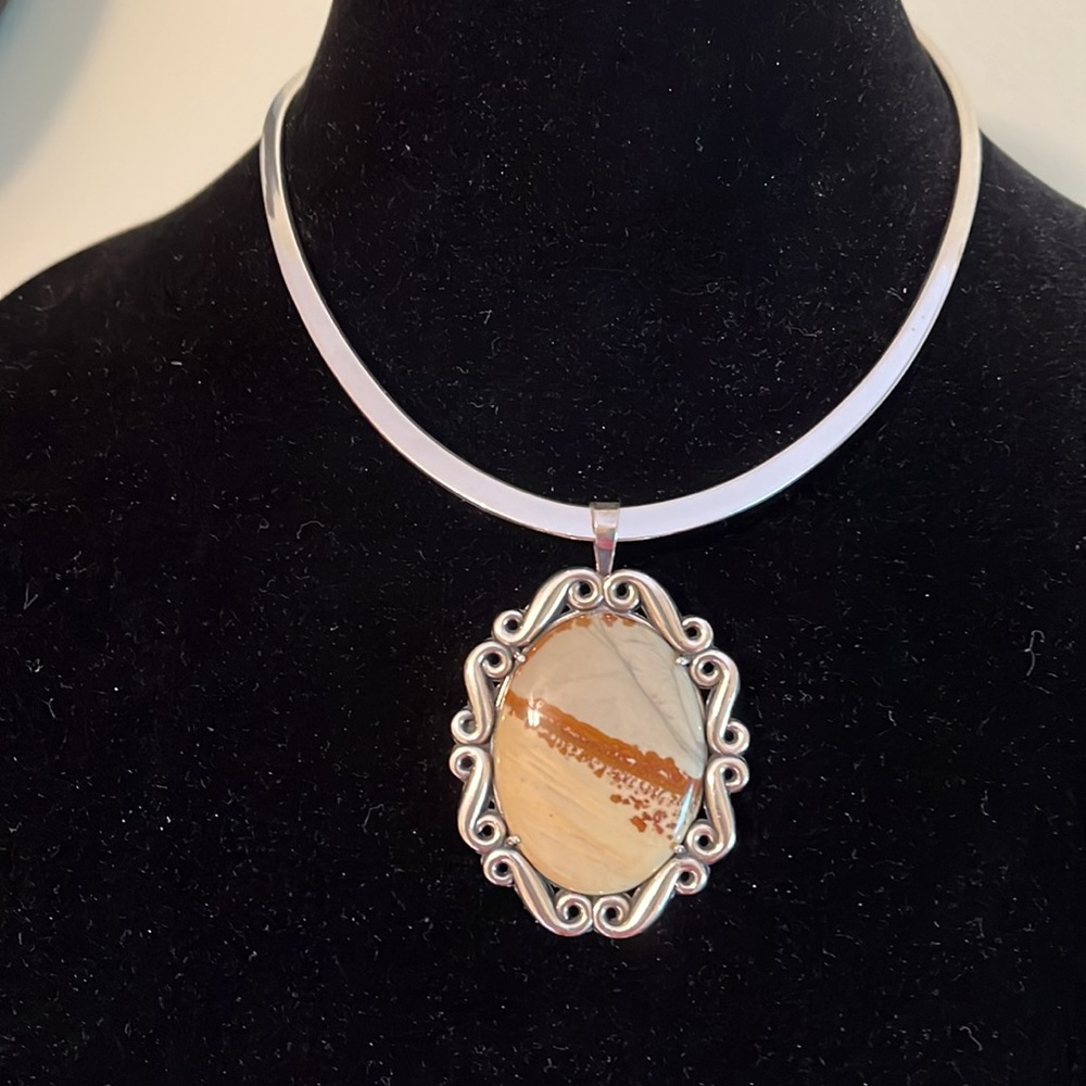 Stone and sterling silver pendant